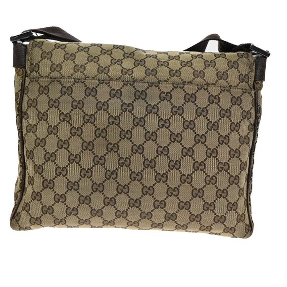 GUCCI Logo GG Pattern Crossbody Shoulder Bag Canvas Leather Brown - Picture 2 of 5